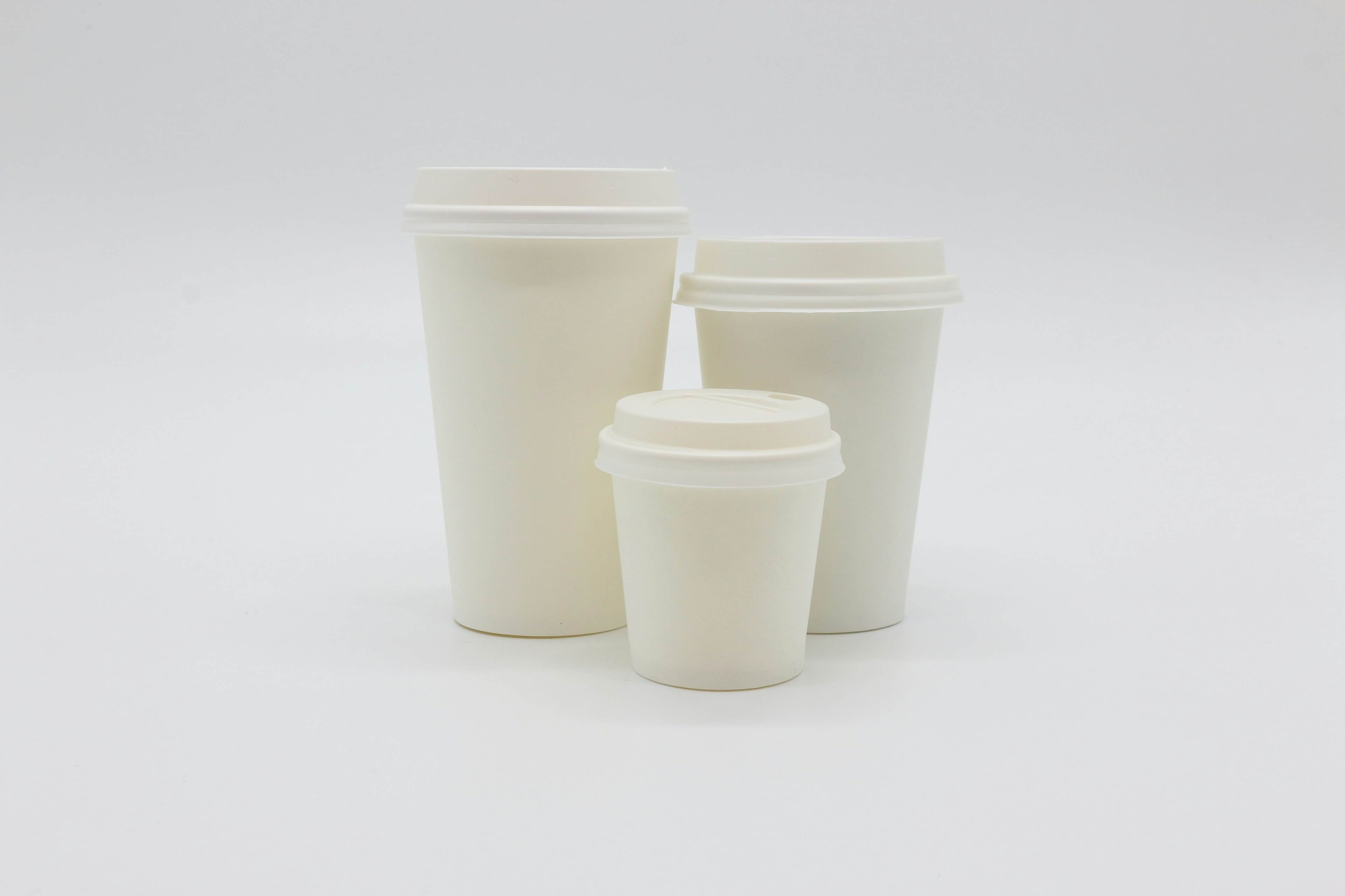 White disposable paper cups